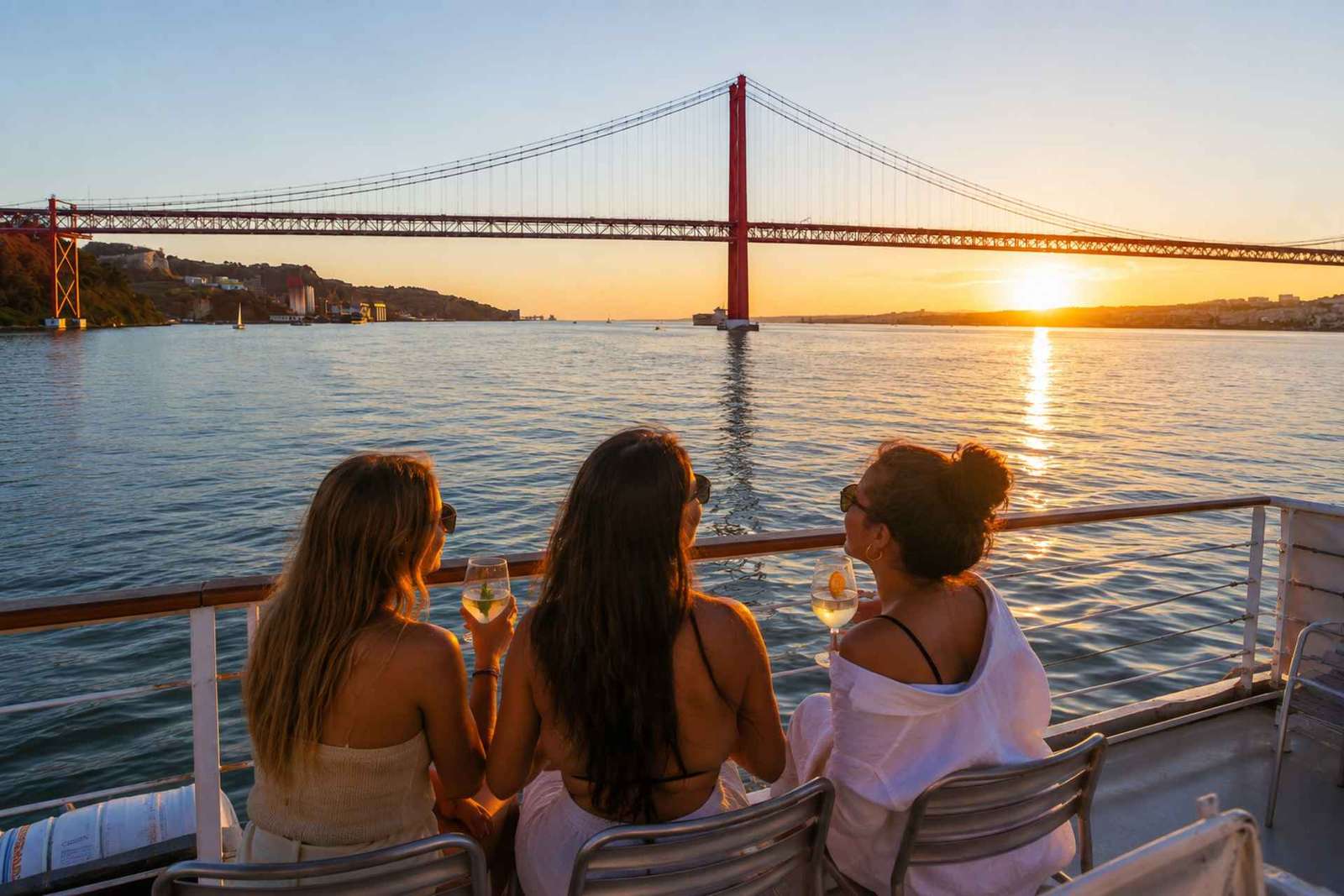 Lissabon: Tagus River Sunset Tour mit Snacks und Getränken