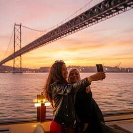 Lissabon: Tejo-Fluss-Sonnenuntergangs-Kreuzfahrt mit Begrüßungsgetränk
