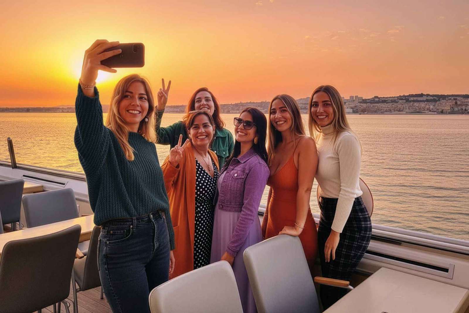 Lissabon: Tejo-Fluss-Sonnenuntergangs-Kreuzfahrt mit Begrüßungsgetränk